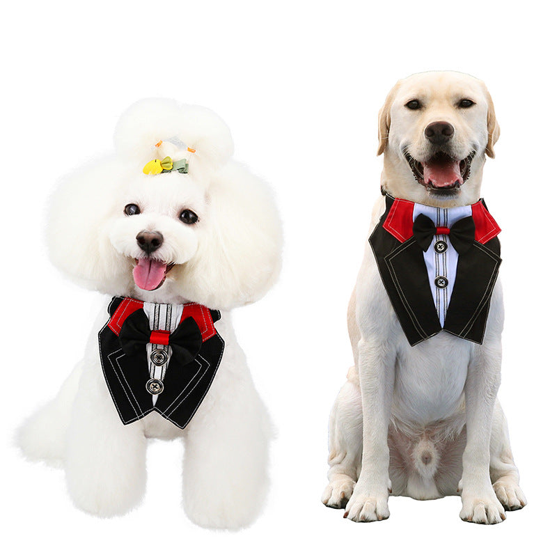 Hunde-Smoking, formelles Hunde-Hochzeits-Bandana, Hundehalsband mit Fliege, Hunde-Geburtstagskostüm, verstellbares Haustier-Party-Smoking, Hunde-Hochzeitskleidung, Hunde-Valentinstag-Outfit, Cosplay für kleine, mittelgroße und große Haustiere 