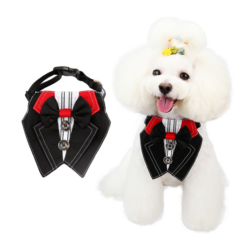 Dog Tuxedo,Formal Dog Wedding Bandana Dog Collar with Bow Tie Dog Birthday Costume Adjustable Pet Party Tux Dog Wedding Attire,Dog Valentines Outfit Cosplay for Small Medium Large Pets