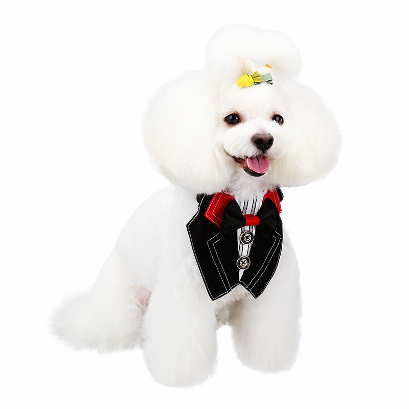 Dog Tuxedo,Formal Dog Wedding Bandana Dog Collar with Bow Tie Dog Birthday Costume Adjustable Pet Party Tux Dog Wedding Attire,Dog Valentines Outfit Cosplay for Small Medium Large Pets